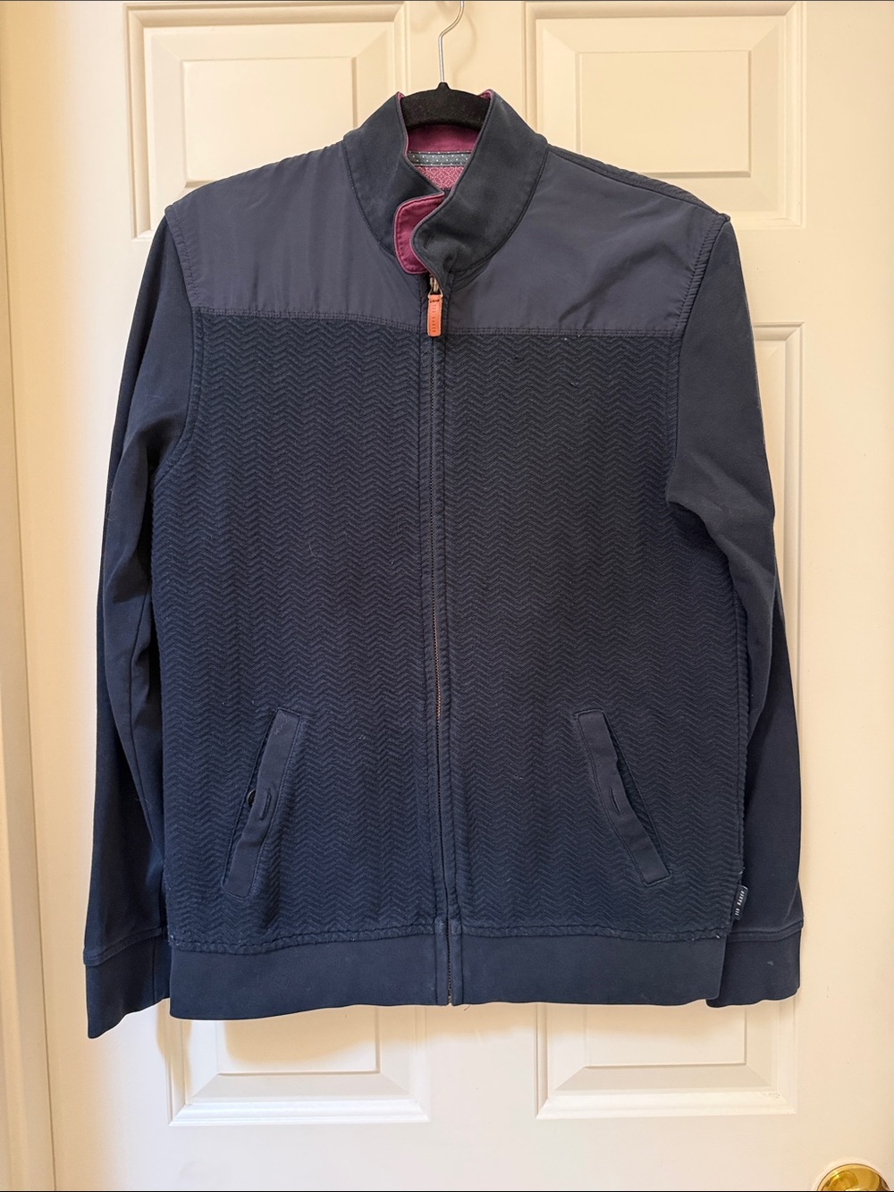 Ted Baker London Navy Zip-Front Lightweight Jacket/Sweater - Medium